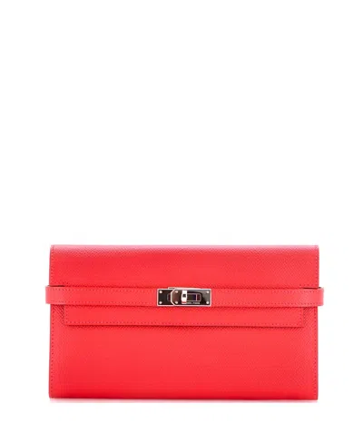 Pre-owned Pre-owned Hermes  Hermes Long Kelly Epsom Leather Wallet In Pink