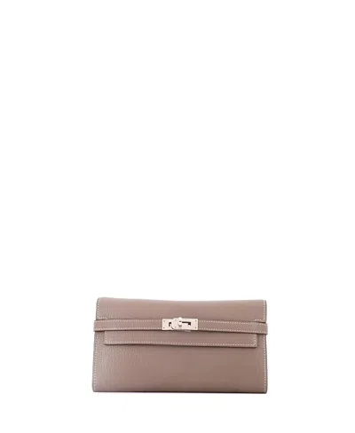 Pre-owned Pre-owned Hermes  Hermes Long Kelly Wallet Chevre Mysore In Gray