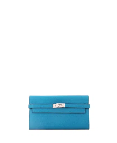 Pre-owned Pre-owned Hermes  Hermes Long Kelly Wallet Epsom In Blue
