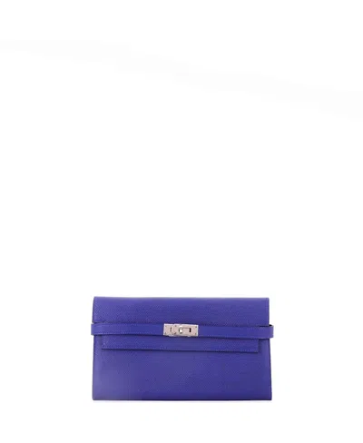 Pre-owned Pre-owned Hermes  Hermes Long Kelly Wallet Epsom In Blue