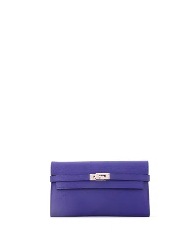 Pre-owned Pre-owned Hermes  Hermes Long Kelly Wallet Epsom In Blue