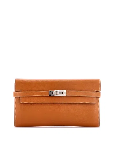 Pre-owned Pre-owned Hermes  Hermes Long Kelly Wallet Epsom In Brown