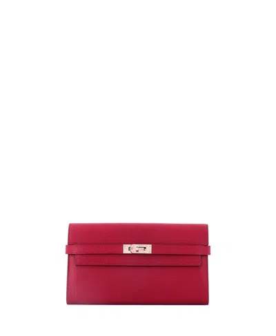 Pre-owned Pre-owned Hermes  Hermes Long Kelly Wallet Epsom In Burgundy