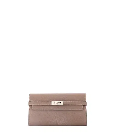 Pre-owned Pre-owned Hermes  Hermes Long Kelly Wallet Epsom In Gray
