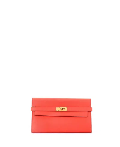 Pre-owned Pre-owned Hermes  Hermes Long Kelly Wallet Epsom In Orange