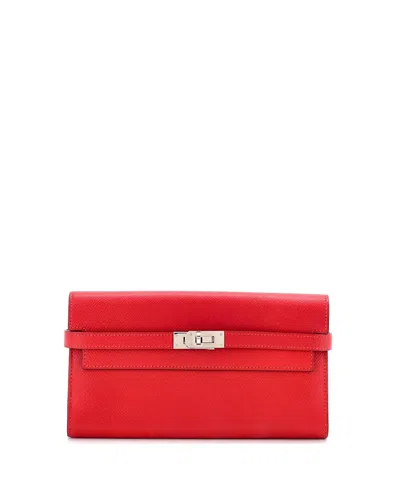 Pre-owned Pre-owned Hermes  Hermes Long Kelly Wallet Epsom In Red