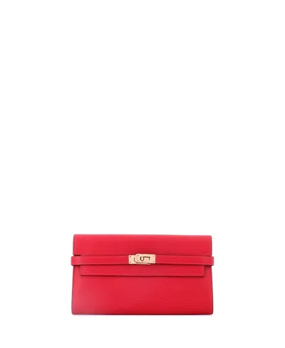 Pre-owned Pre-owned Hermes  Hermes Long Kelly Wallet Epsom In Red