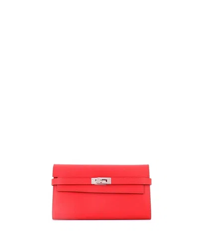 Pre-owned Pre-owned Hermes  Hermes Long Kelly Wallet Epsom In Red