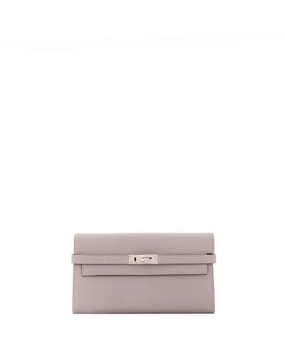 Pre-owned Pre-owned Hermes  Hermes Long Kelly Wallet Verso Epsom In Gray