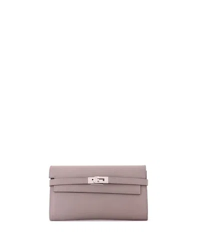 Pre-owned Pre-owned Hermes  Hermes Long Kelly Wallet Verso Epsom In Gray