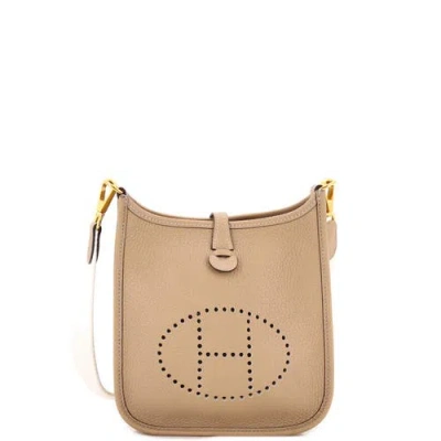 Pre-owned Hermes  Hermes Long Strap Evelyne Bag Clemence Tpm In White