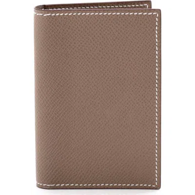 Pre-owned Hermes  Hermes Mc2 Euclide Card Holder Case Leather In Brown