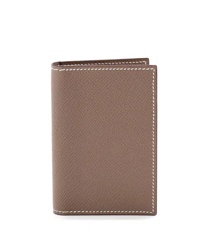Pre-owned Pre-owned Hermes  Hermes Mc2 Euclide Card Holder Case Leather In Gray