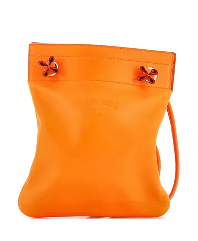 Pre-owned Pre-owned Hermes  Hermes Mini Aline Lambskin & Swift Crossbody In Orange