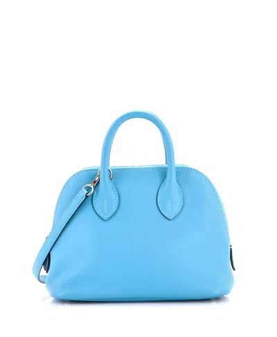 Pre-owned Pre-owned Hermes  Hermes Mini Bolide 1923 Bag Evercolor In Blue