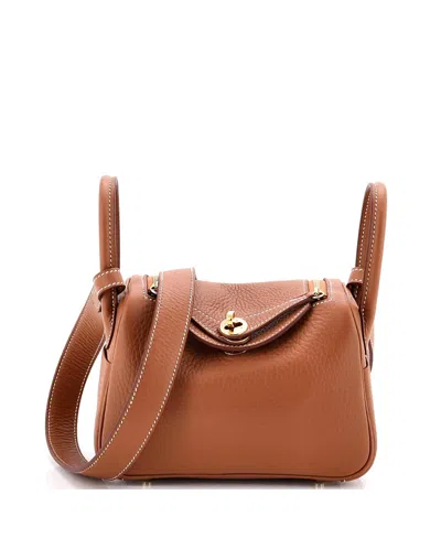 Pre-owned Pre-owned Hermes  Hermes Mini Lindy Bag Clemence In Brown