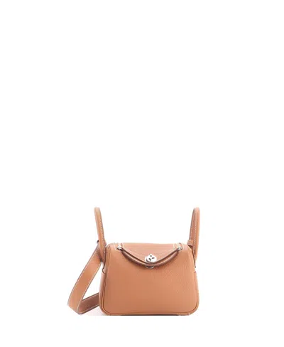 Pre-owned Pre-owned Hermes  Hermes Mini Lindy Bag Clemence In Brown