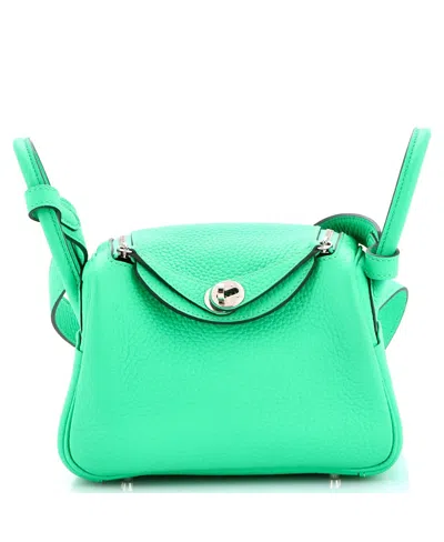 Pre-owned Pre-owned Hermes  Hermes Mini Lindy Bag Clemence In Green