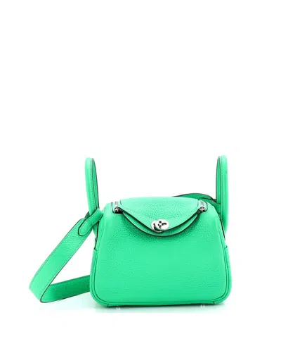 Pre-owned Pre-owned Hermes  Hermes Mini Lindy Bag Clemence In Green