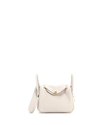 Pre-owned Pre-owned Hermes  Hermes Mini Lindy Bag Swift In White