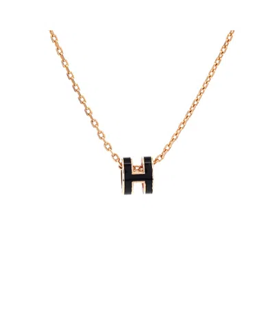 Pre-owned Pre-owned Hermes  Hermes Mini Pop H Pendant Chain Necklace Metal And Enamel, 16 In Enamel/silver Tone