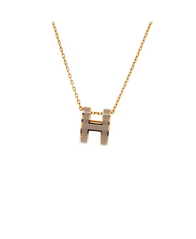 Pre-owned Pre-owned Hermes  Hermes Mini Pop H Pendant Chain Necklace Metal And Enamel, 16 In Enamel/silver Tone