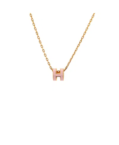Pre-owned Pre-owned Hermes  Hermes Mini Pop H Pendant Chain Necklace Metal And Enamel, 16 In Enamel/silver Tone