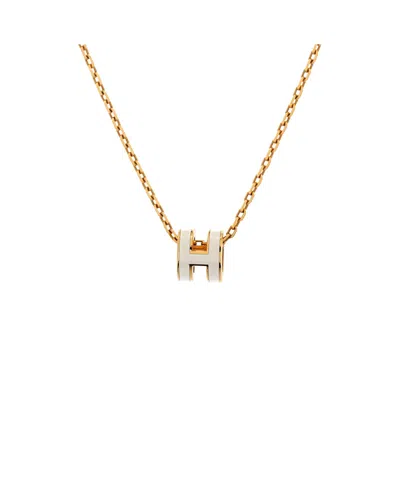 Pre-owned Pre-owned Hermes  Hermes Mini Pop H Pendant Chain Necklace Metal And Enamel, 16 In Silver