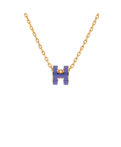 Pre-owned Pre-owned Hermes  Hermes Mini Pop H Pendant Chain Necklace Metal And Enamel, 16 In Silver