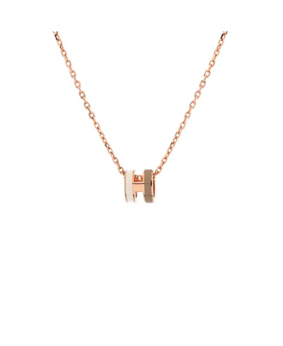 Pre-owned Pre-owned Hermes  Hermes Mini Pop H Pendant Chain Necklace Metal And Enamel, 16 In Silver