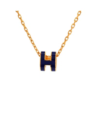 Pre-owned Pre-owned Hermes  Hermes Mini Pop H Pendant Chain Necklace Metal And Enamel, 16 In Silver