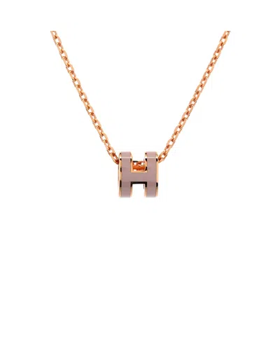Pre-owned Pre-owned Hermes  Hermes Mini Pop H Pendant Chain Necklace Metal And Enamel, 16 In Silver
