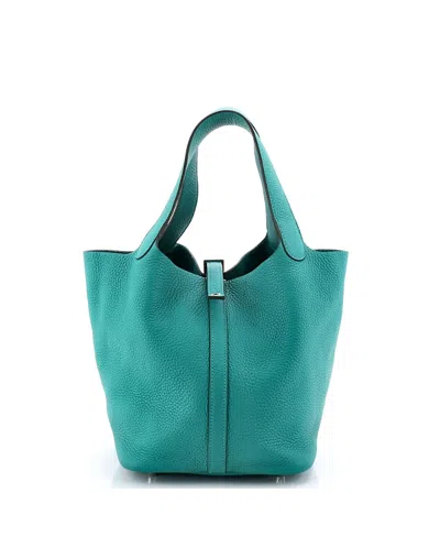 Pre-owned Pre-owned Hermes  Hermes Mm Picotin Lock Bag Clemence In Blue