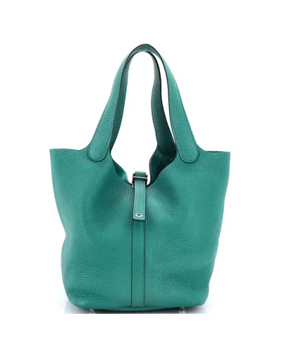 Pre-owned Pre-owned Hermes  Hermes Mm Picotin Lock Bag Clemence In Green