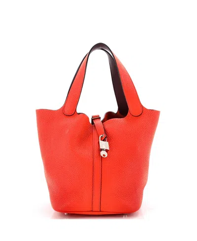 Pre-owned Pre-owned Hermes  Hermes Mm Picotin Lock Bag Clemence In Orange