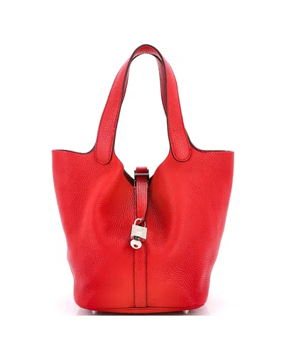 Pre-owned Pre-owned Hermes  Hermes Mm Picotin Lock Bag Clemence In Red