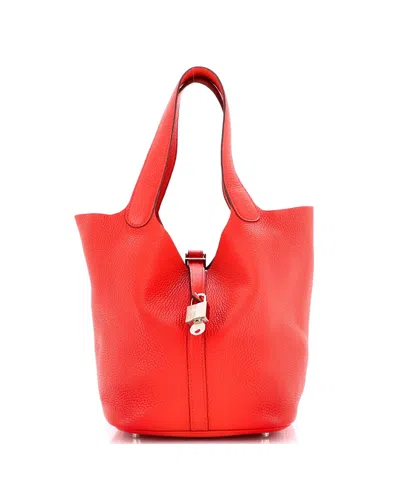 Pre-owned Pre-owned Hermes  Hermes Mm Picotin Lock Bag Clemence In Red