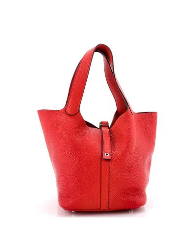 Pre-owned Pre-owned Hermes  Hermes Mm Picotin Lock Bag Clemence In Red