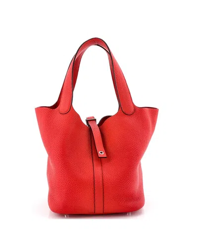 Pre-owned Pre-owned Hermes  Hermes Mm Picotin Lock Bag Clemence In Red