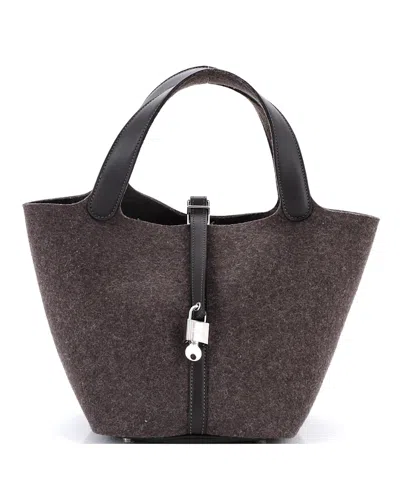 Pre-owned Pre-owned Hermes  Hermes Mm Picotin Lock Bag Felt With Leather In Brown