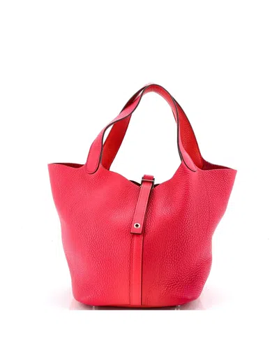 Pre-owned Pre-owned Hermes  Hermes Mm Picotin Lock Bag Tricolor Clemence In Red/ Pink