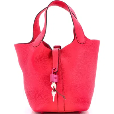 Pre-owned Hermes  Hermes Monochrome Picotin Lock Bag Clemence Pm In Pink