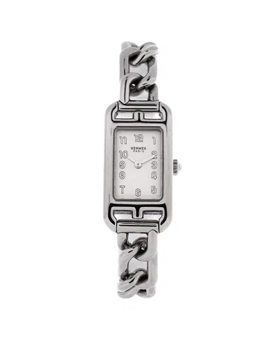 Pre-owned Pre-owned Hermes  Hermes Nantucket Quartz Watch In Stainless Steel 17mm In Dial Color: Natural