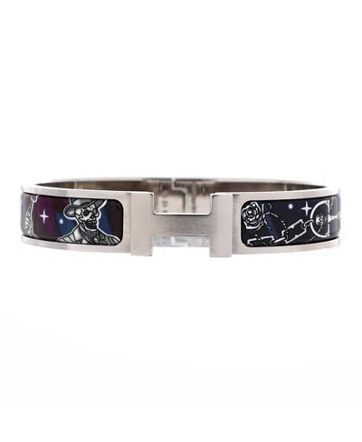 Pre-owned Pre-owned Hermes  Hermes Narrow Clic Hh Bracelet Printed Enamel With Brushed Hardware In Enamel/silver Tone