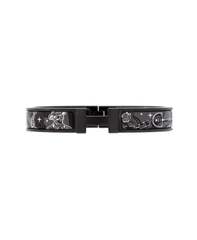 Pre-owned Pre-owned Hermes  Hermes Narrow So Black Clic Hh Bracelet Printed Enamel With Brushed Hardware
