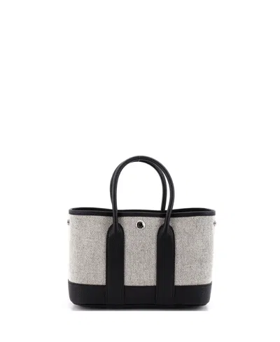 Pre-owned Pre-owned Hermes  Hermes Neo Garden 23 Canvas & Leather Logo Engraved Hardware Tote In Black
