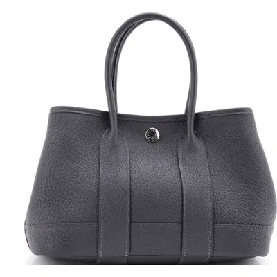 Pre-owned Hermes  Hermes Neo Garden Party Tote Leather 23 In Gray
