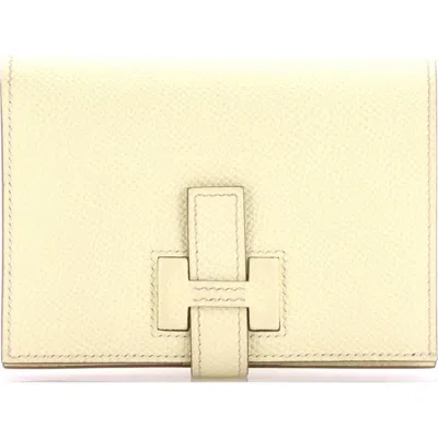 Pre-owned Pre-owned Hermes  Hermes New H Passant Wallet Epsom Compact In Yellow
