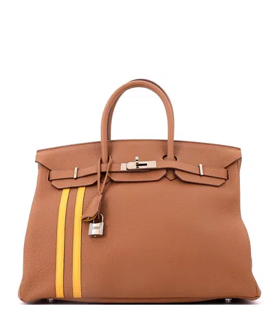 Pre-owned Pre-owned Hermes  Hermes Officier 35 Handbag Limited Edition Togo With Swift In Officier - Gold/jaune Ambre