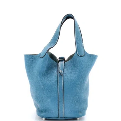 Pre-owned Hermes  Hermes Picotin Bag Clemence Pm In Blue